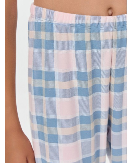 Комплект розовый +клетка голубой/розовый