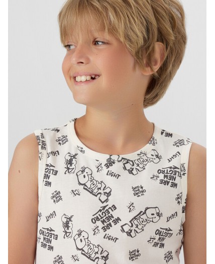 Майка граффити на молочном +бежевый