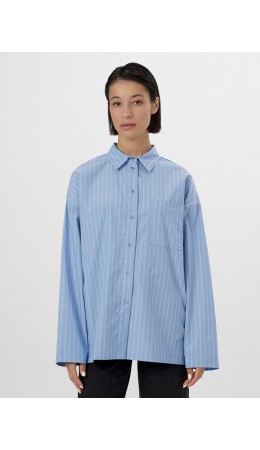 Рубашка белые полосы на т.голубом