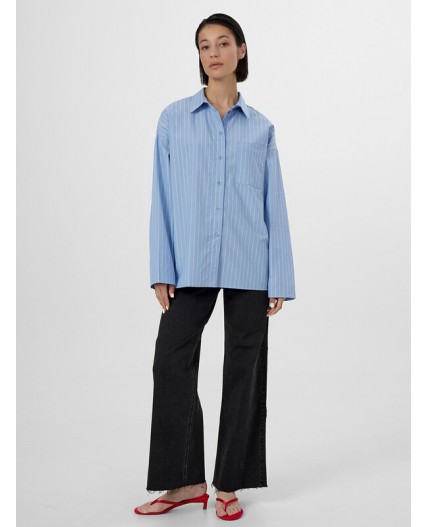 Рубашка белые полосы на т.голубом