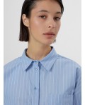 Рубашка белые полосы на т.голубом