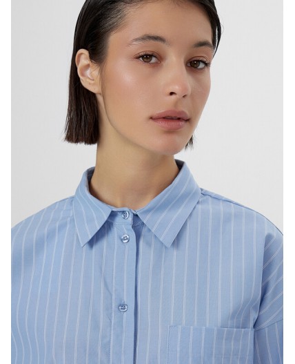 Рубашка белые полосы на т.голубом