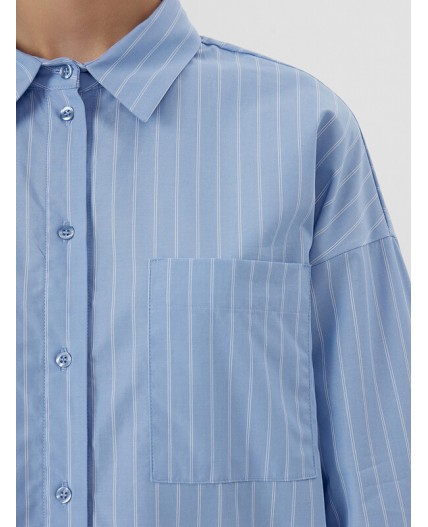 Рубашка белые полосы на т.голубом