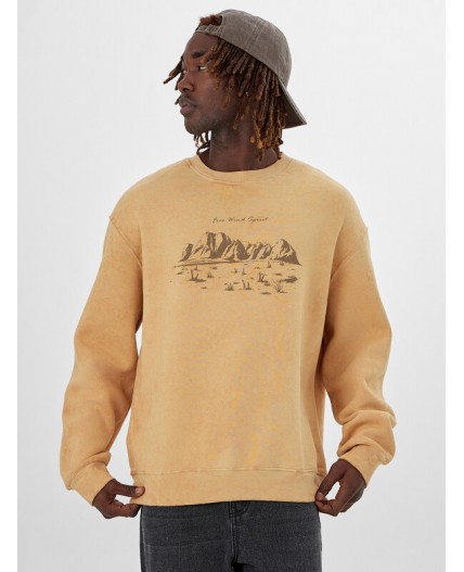 Свитшот ACID WASH песчаный +печать