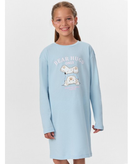 Сорочка голубой +печать