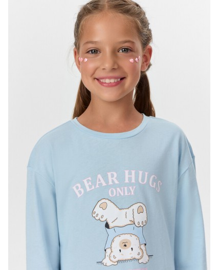 Сорочка голубой +печать