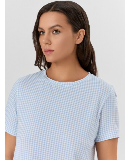 Сорочка голубая клетка
