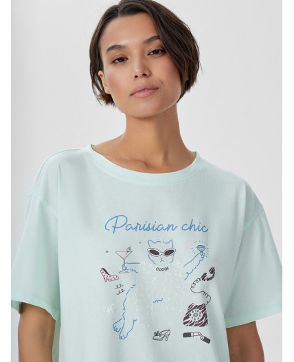 Сорочка св.мята +печать