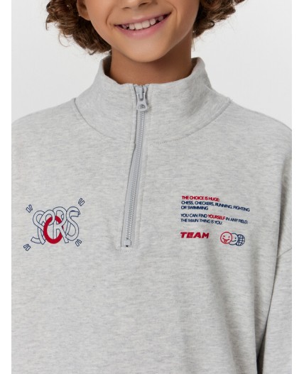 Толстовка серый меланж 4306-А +печать