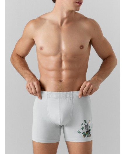 Трусы жемчужно -голубой +печать