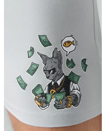 Трусы жемчужно -голубой +печать