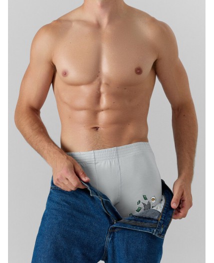 Трусы жемчужно -голубой +печать