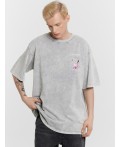 Футболка серый acid wash +печать1