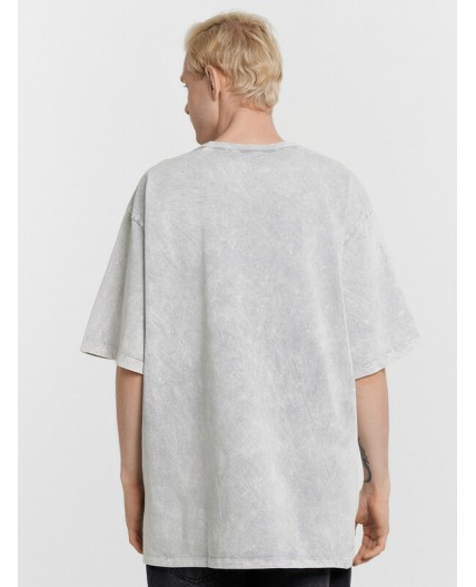 Футболка серый acid wash +печать1