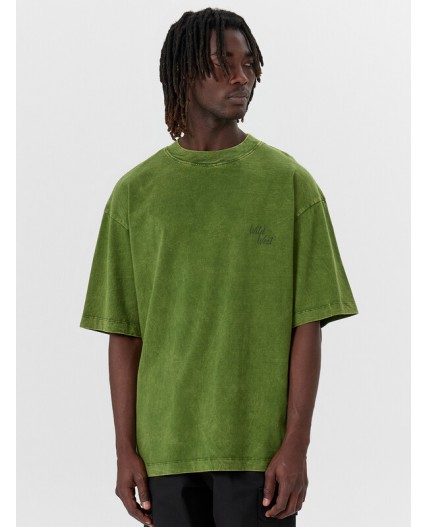 Футболка ACID WASH зеленый +печать