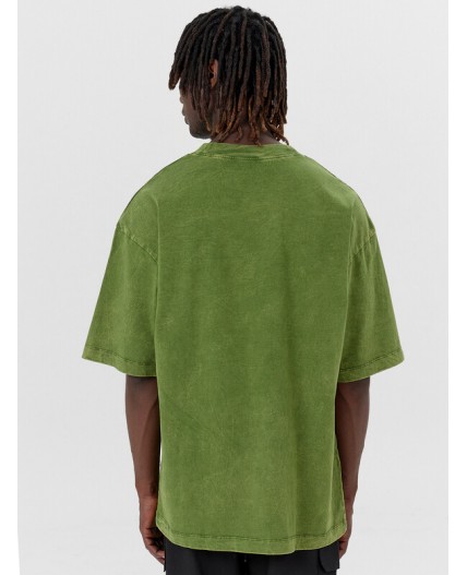 Футболка ACID WASH зеленый +печать