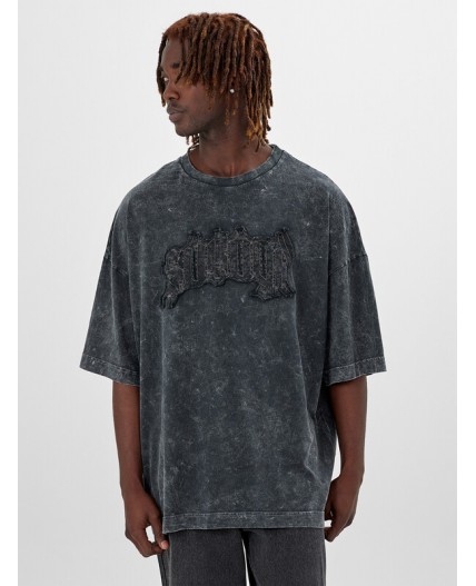 Футболка серый acid wash