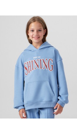 Худи пыльно -голубой +печать