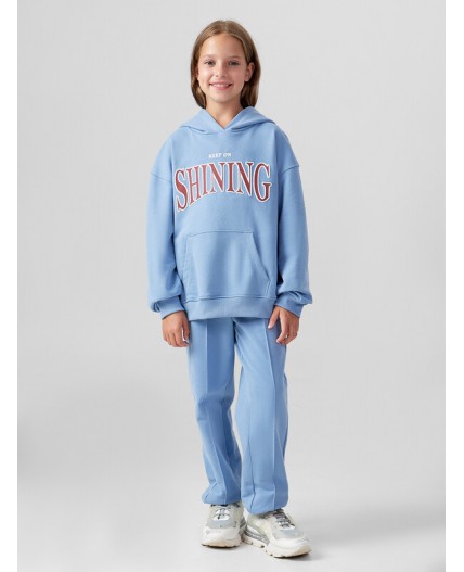Худи пыльно -голубой +печать