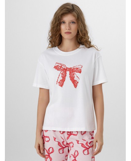 Комплект белый +бантики на вишневом +печать