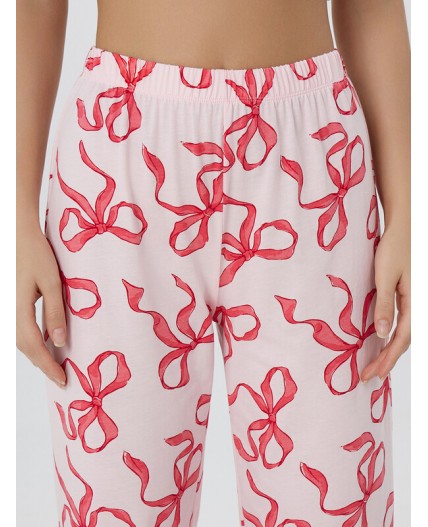 Комплект белый +бантики на вишневом +печать