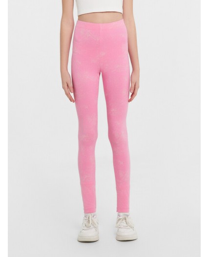 Легинсы шиншилла +набивка розовый acid wash