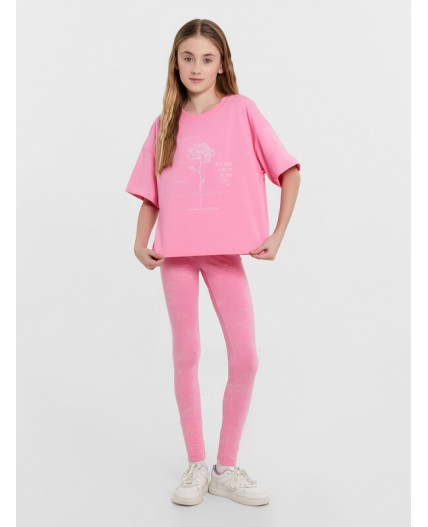 Легинсы шиншилла +набивка розовый acid wash