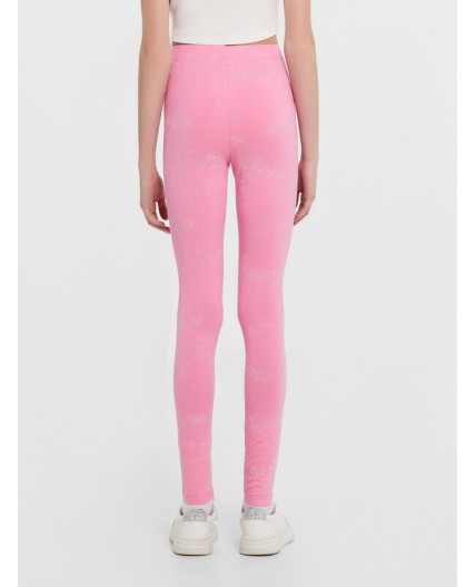 Легинсы шиншилла +набивка розовый acid wash