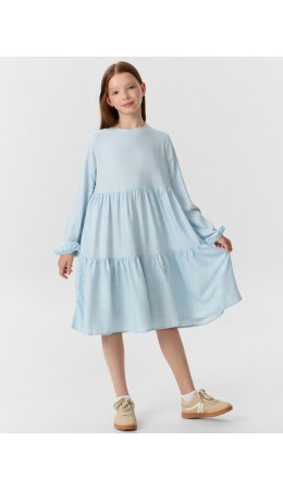 Платье набивка серо -голубой деним