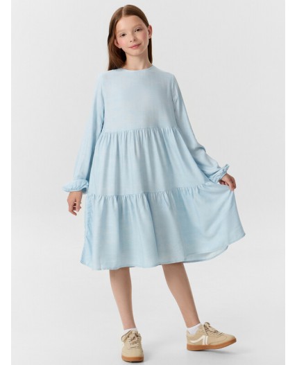 Платье набивка серо -голубой деним