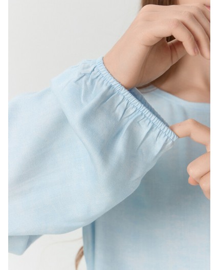 Платье набивка серо -голубой деним