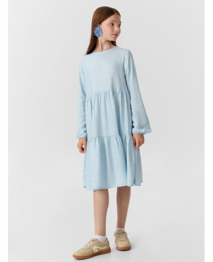 Платье набивка серо -голубой деним