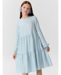 Платье набивка серо -голубой деним