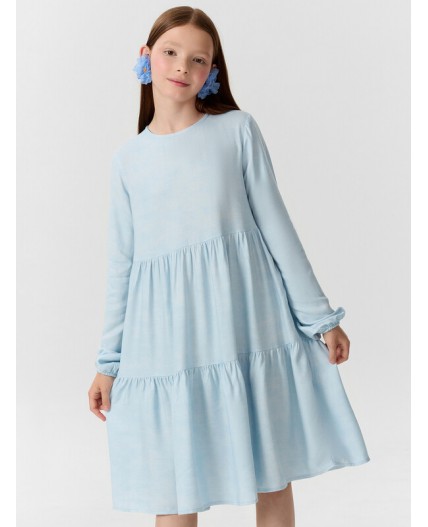 Платье набивка серо -голубой деним