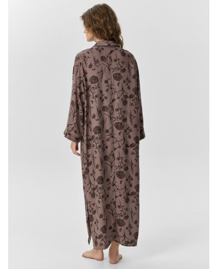 Платье домашнее цветы на коричневом