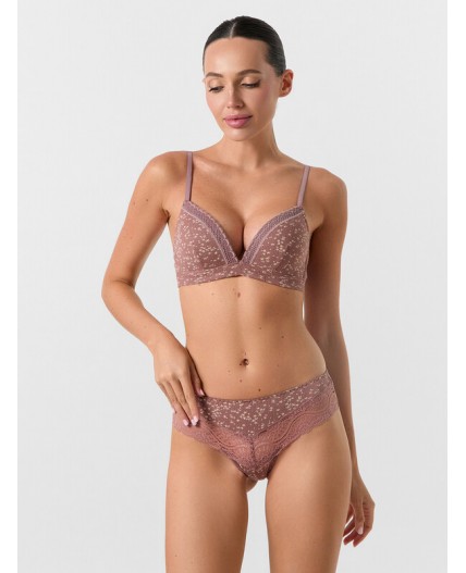 Трусы цветочки на кофейно -розовом