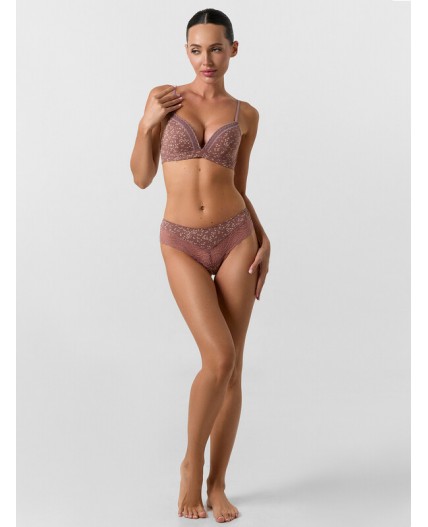 Трусы цветочки на кофейно -розовом