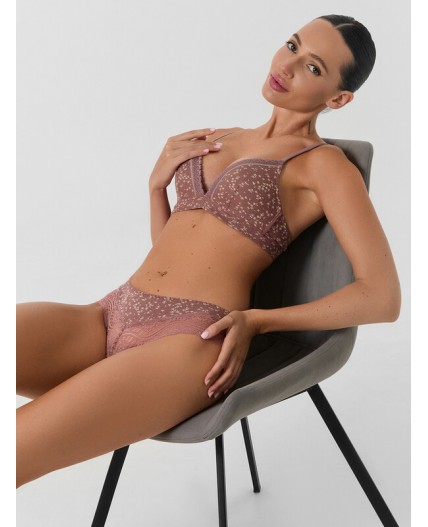 Трусы цветочки на кофейно -розовом