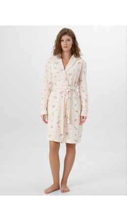 Халат цветы на кремовом