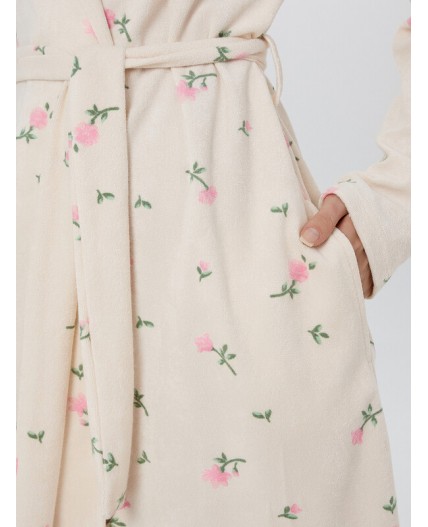 Халат цветы на кремовом