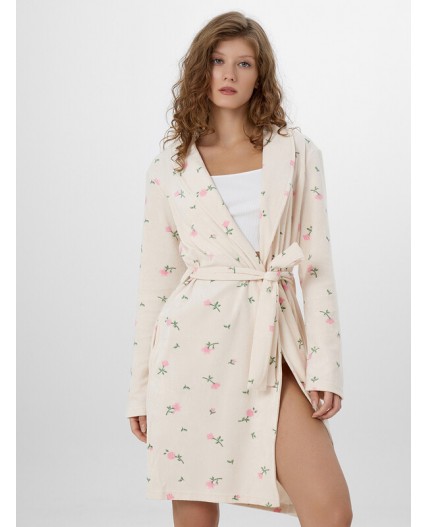 Халат цветы на кремовом