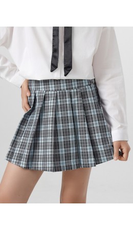 Юбка клетка на голубом