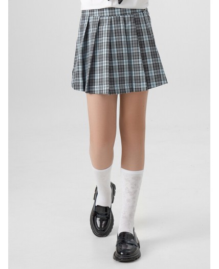 Юбка клетка на голубом