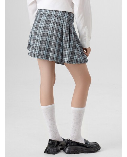 Юбка клетка на голубом