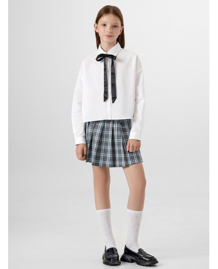 Юбка клетка на голубом