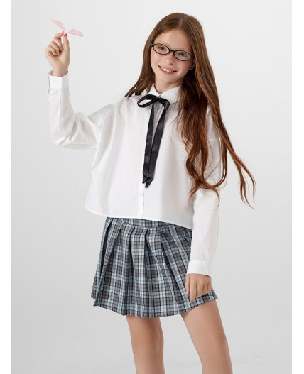 Юбка клетка на голубом