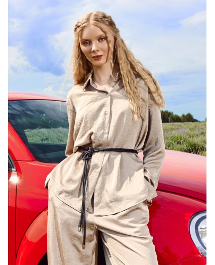 Блузка серо -бежевый