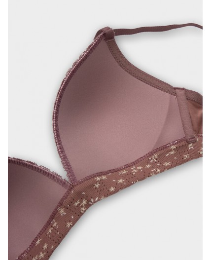 Бюстгальтер цветочки на кофейно -розовом