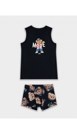 Комплект черный +мишки на неви