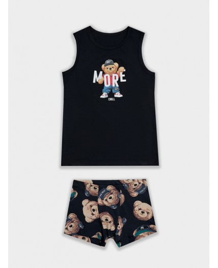 Комплект черный +мишки на неви